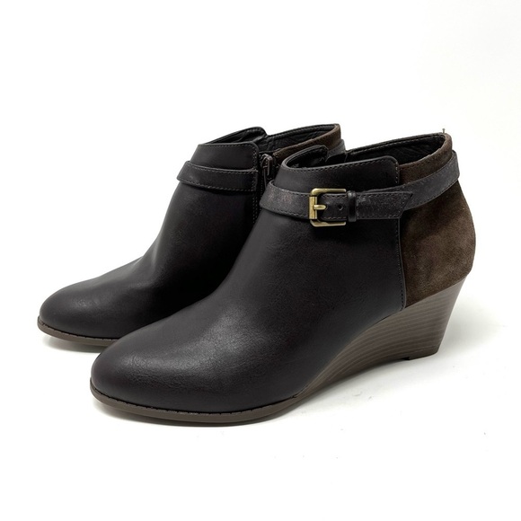 GH Bass Aileen Leather Side Zip Wedge Cushioned Ankle Booties Size 8.5 M - Picture 6 of 9